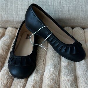 Harper Canyon Black Nancy Ballet Ruffle Detail Flat Shoes Sz 11 girls